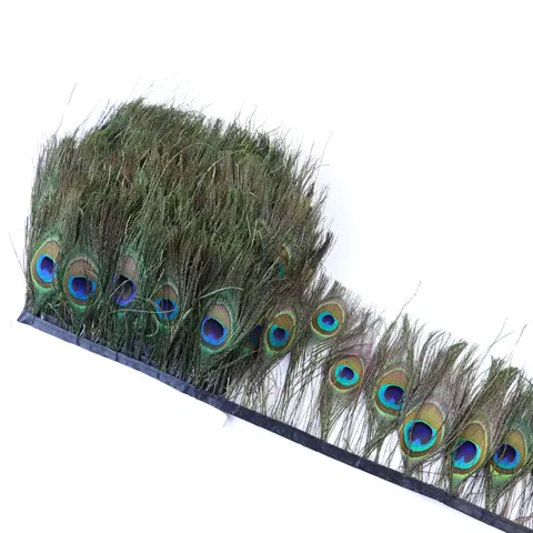 2Meters Natural Peacock Feather Trim Fringe Ribbon for Dress Diy Sewing Craft Accessories Wedding Party Carnival Clothing Decor