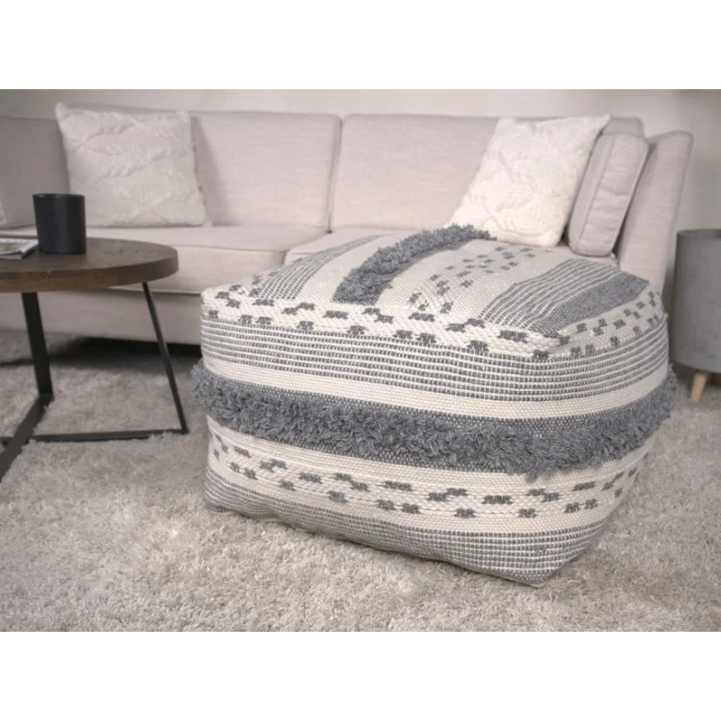 Karim Faux Yarn Large Pouf in Ivory Grey
Karim Faux Yarn Large Pouf in Ivory Grey
