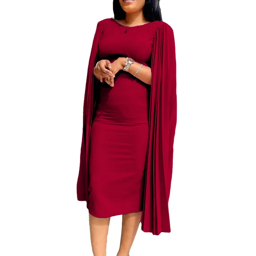 African Dresses for Women Summer African Women O-neck Polyester Cloak Sleeve Solid Color Knee-length Dress African Clothes
African Dresses for Women Summer African Women O-neck Polyester Cloak Sleeve Solid Color Knee-length Dress African Clothes