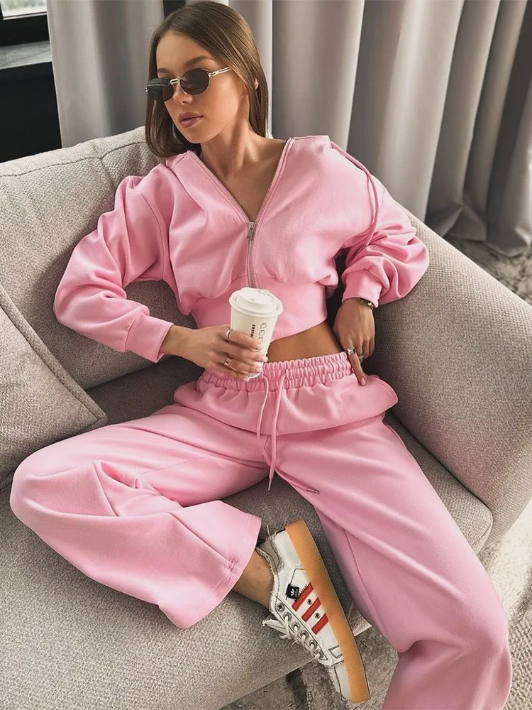 Women's Casual Solid Sweatshirt Hoodie Two Piece Sets Fashion Long Sleeve Hooded Zipper Coat Tops Pants Autumn Loose Ladies Suit
Women's Casual Solid Sweatshirt Hoodie Two Piece Sets Fashion Long Sleeve Hooded Zipper Coat Tops Pants Autumn Loose Ladies Suit