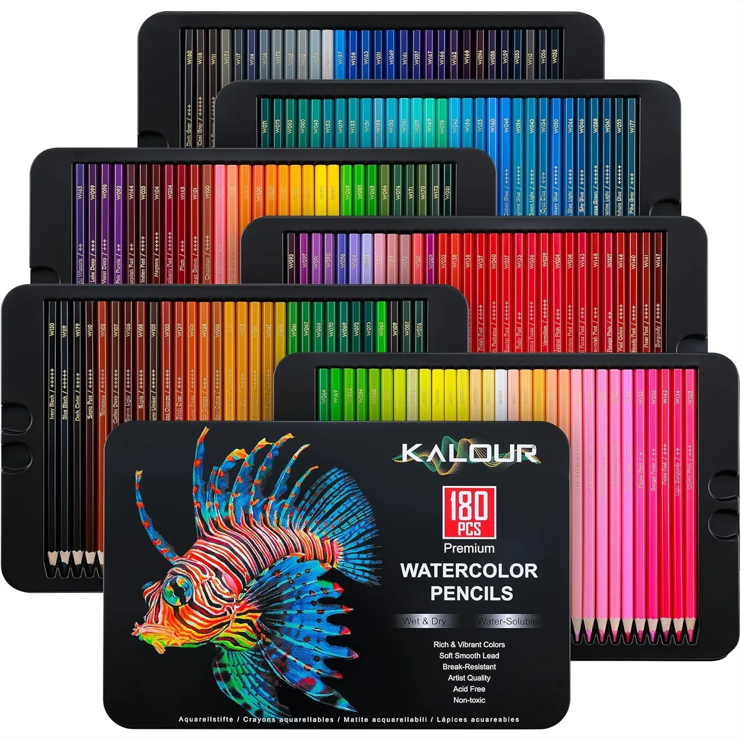 180 Watercolor Pencils Set, Water-Soluble for Sketching & Blending, Metal Case with DIY Color Chart
180 Watercolor Pencils Set, Water-Soluble for Sketching & Blending, Metal Case with DIY Color Chart