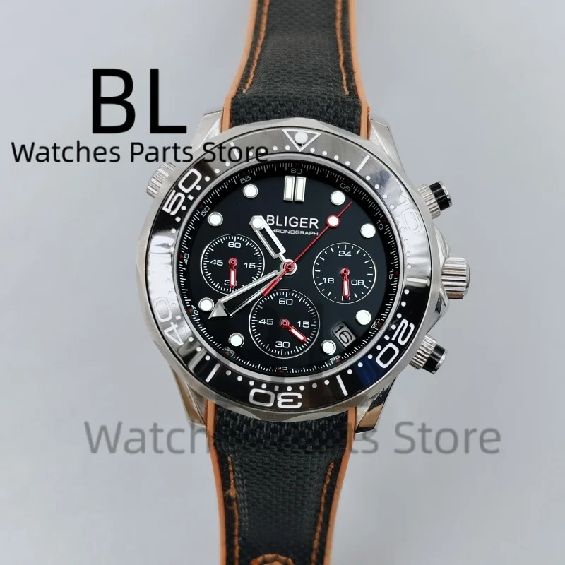 BLIGER 41mm Rubber Strap VK63 Chronograph Quartz Watch For Men Blakc Blue Dial With Green Luminous Sapphire Glass Ceramic Bezel
BLIGER 41mm Rubber Strap VK63 Chronograph Quartz Watch For Men Blakc Blue Dial With Green Luminous Sapphire Glass Ceramic Bezel