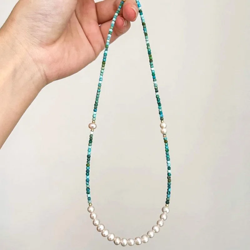 Natural Turquoise Freshwater Pearl Necklace Women's Elegant High-end Light Luxury Necklace Trendy All-match Necklace Accessories
Natural Turquoise Freshwater Pearl Necklace Women's Elegant High-end Light Luxury Necklace Trendy All-match Necklace Accessories