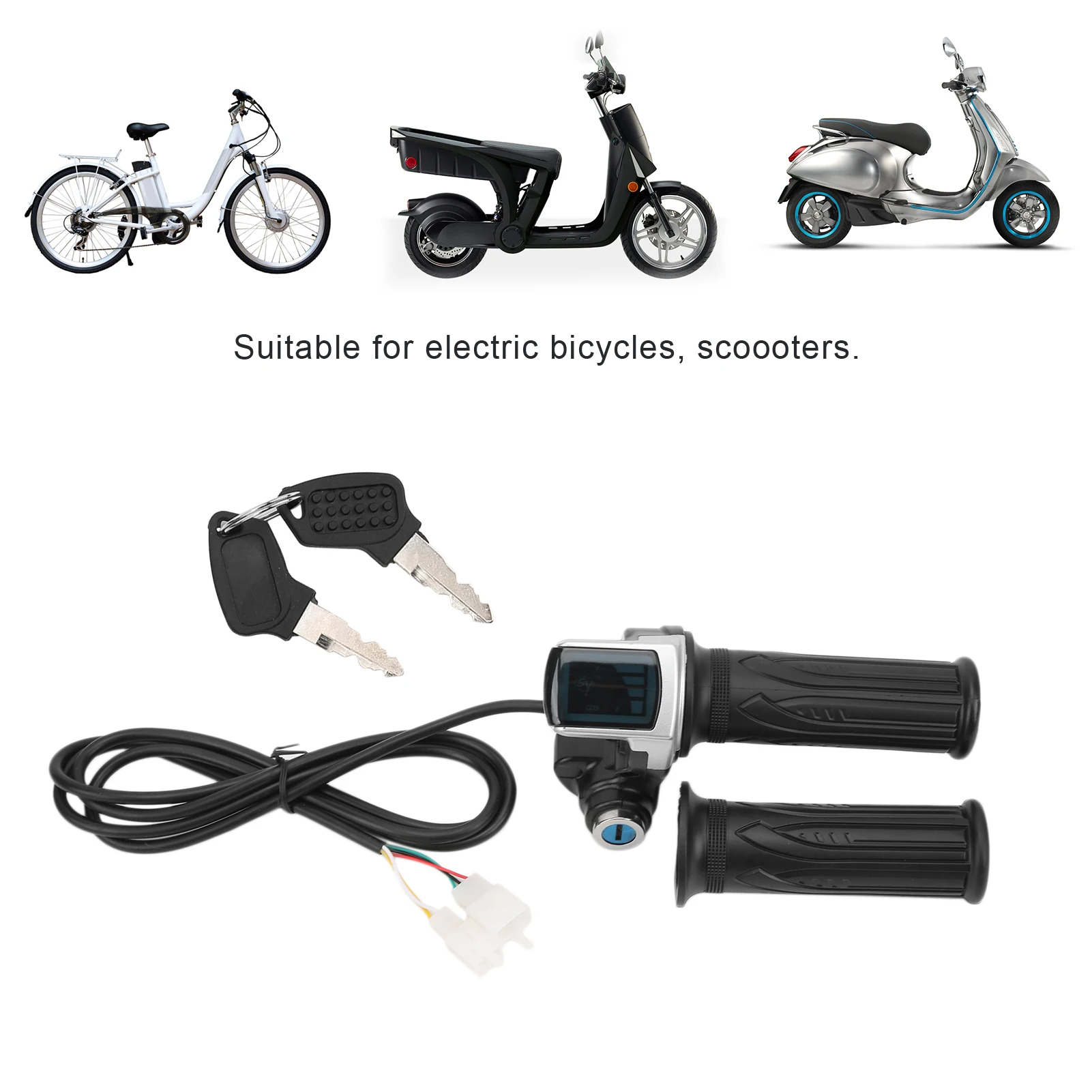 Accelerator Handle Grips Handlebar Grips Electric Throttle Grip Lock Key Set LED Indicator For Motorcycle Scooter 48V
Accelerator Handle Grips Handlebar Grips Electric Throttle Grip Lock Key Set LED Indicator For Motorcycle Scooter 48V