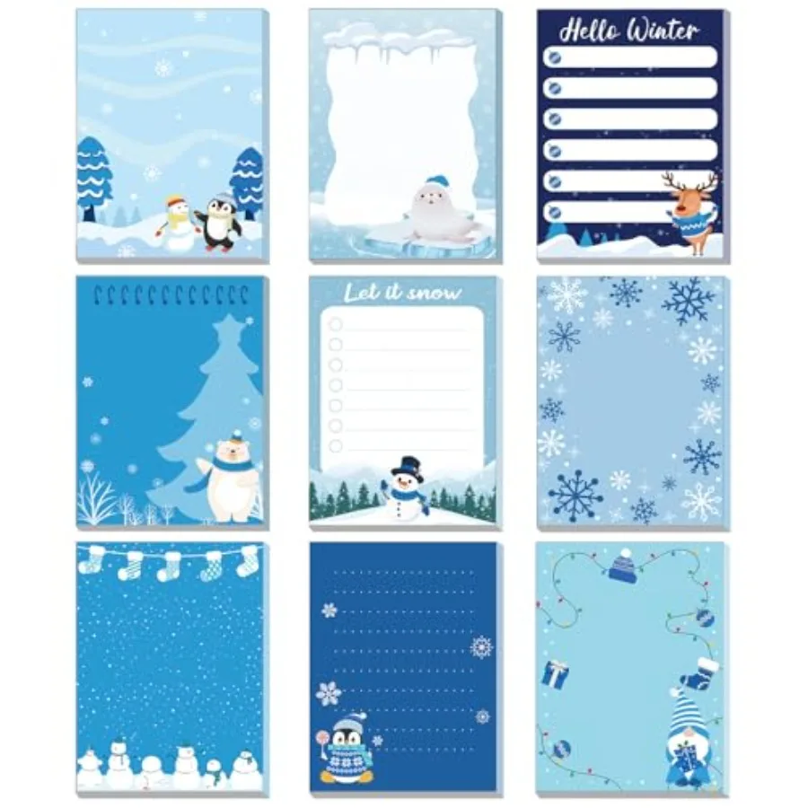 9 Pads Winter Sticky Notes 3x4 Inch Cute Self Stick Notepads Notes Adhesive Memo Pad Office Decor Birthday Gifts for Students S
9 Pads Winter Sticky Notes 3x4 Inch Cute Self Stick Notepads Notes Adhesive Memo Pad Office Decor Birthday Gifts for Students S