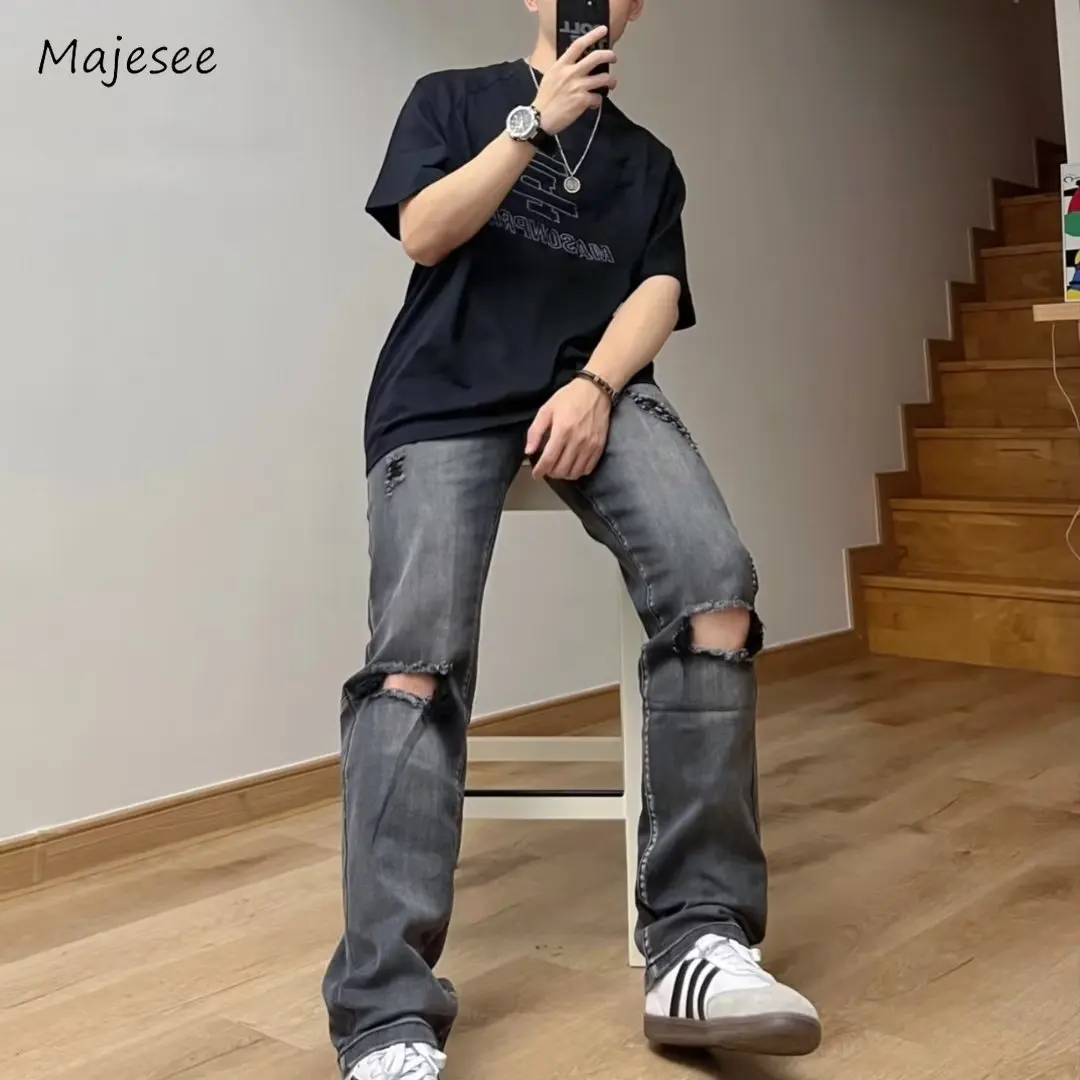 Hole Jeans Men S-3XL Gothic Chic Simple Black-gray All-match Basic High Waisted Trousers Street Style American Clothing Daily
Hole Jeans Men S-3XL Gothic Chic Simple Black-gray All-match Basic High Waisted Trousers Street Style American Clothing Daily