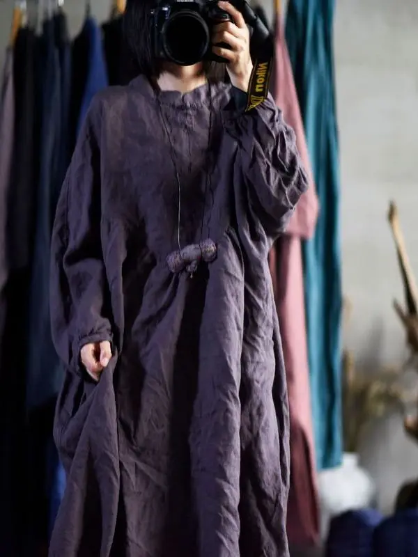 Retro Artistic Cotton Linen Long Sve Dr Women Loose plus Size Slimming Gown Button Design Autumn Faion Ele
Retro Artistic Cotton Linen Long Sve Dr Women Loose plus Size Slimming Gown Button Design Autumn Faion Ele