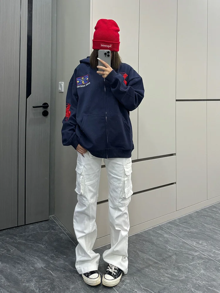 Женские брюки карго с высокой талией, прямые джинсы, создающие иллюзию увеличения роста, повседневная одежда для стройного силуэта
Женские брюки карго с высокой талией, прямые джинсы, создающие иллюзию увеличения роста, повседневная одежда для стройного силуэта