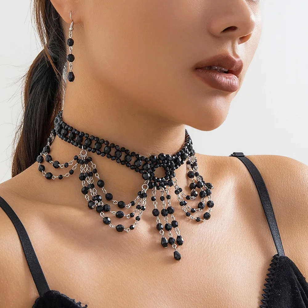 2Pcs Multilayer Goth Black Necklace Charm Accessories Beads Tassel Necklace Clavicle Chain Women Jewelry Set
2Pcs Multilayer Goth Black Necklace Charm Accessories Beads Tassel Necklace Clavicle Chain Women Jewelry Set