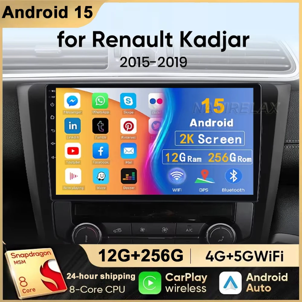 Автомобильный радиоприемник Android 15 для Renault Kadjar 2015-2019 навигация GPS мультимедийный видеоплеер стерео wifi + 4G Carplay auto 2 DIN DVD
Автомобильный радиоприемник Android 15 для Renault Kadjar 2015-2019 навигация GPS мультимедийный видеоплеер стерео wifi + 4G Carplay auto 2 DIN DVD