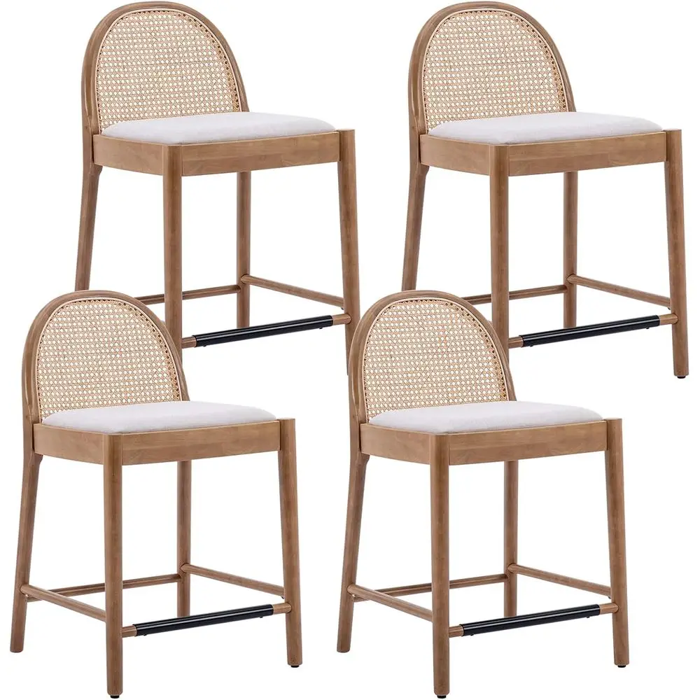 Set of 4 26 Wooden Upholstered Bar Stools with Rattan Backrest for Kitchen Island, Beige
Set of 4 26 Wooden Upholstered Bar Stools with Rattan Backrest for Kitchen Island, Beige