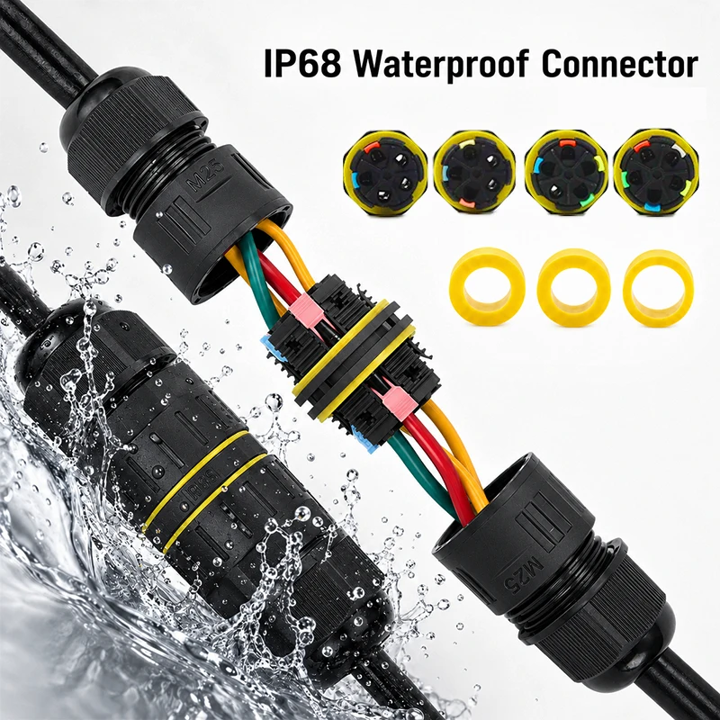 IP68 M25 Waterproof Quick Wire Connector 2/3/4/5 Pin Push-In Lever Terminal Block Outdoor Junction Box LED Lamp Rainproof Joints
IP68 M25 Waterproof Quick Wire Connector 2/3/4/5 Pin Push-In Lever Terminal Block Outdoor Junction Box LED Lamp Rainproof Joints