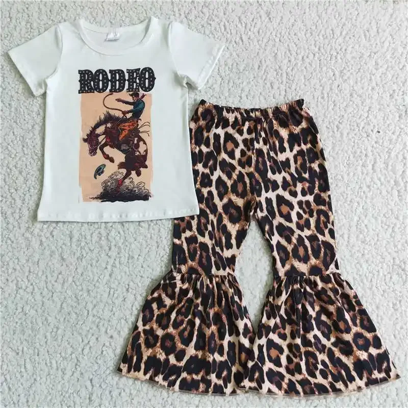 Baby Girls Wholesale rodeo white tee shirt top horse print children kids boutique leopard bell bottom trousers pants clothing
Baby Girls Wholesale rodeo white tee shirt top horse print children kids boutique leopard bell bottom trousers pants clothing