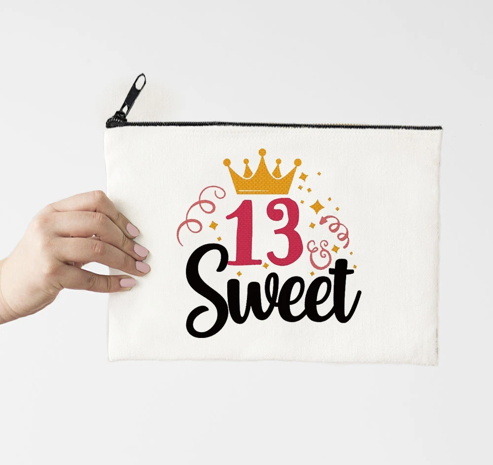 13 Years Print Cosmetic Makeup Bag Canvas Organizer Zipper Pouch Lovely Sweat Kids Travel Portable Storage Purse Letter
13 Years Print Cosmetic Makeup Bag Canvas Organizer Zipper Pouch Lovely Sweat Kids Travel Portable Storage Purse Letter