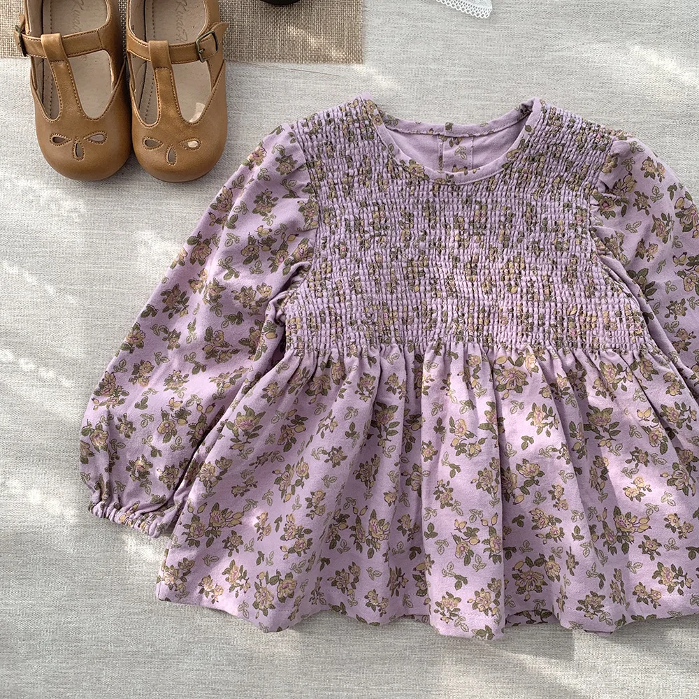 Jenny&Dave Spring style cotton placket shirt with floral floral design for baby girls with round neck matte purple doll shirt fo
Jenny&Dave Spring style cotton placket shirt with floral floral design for baby girls with round neck matte purple doll shirt fo