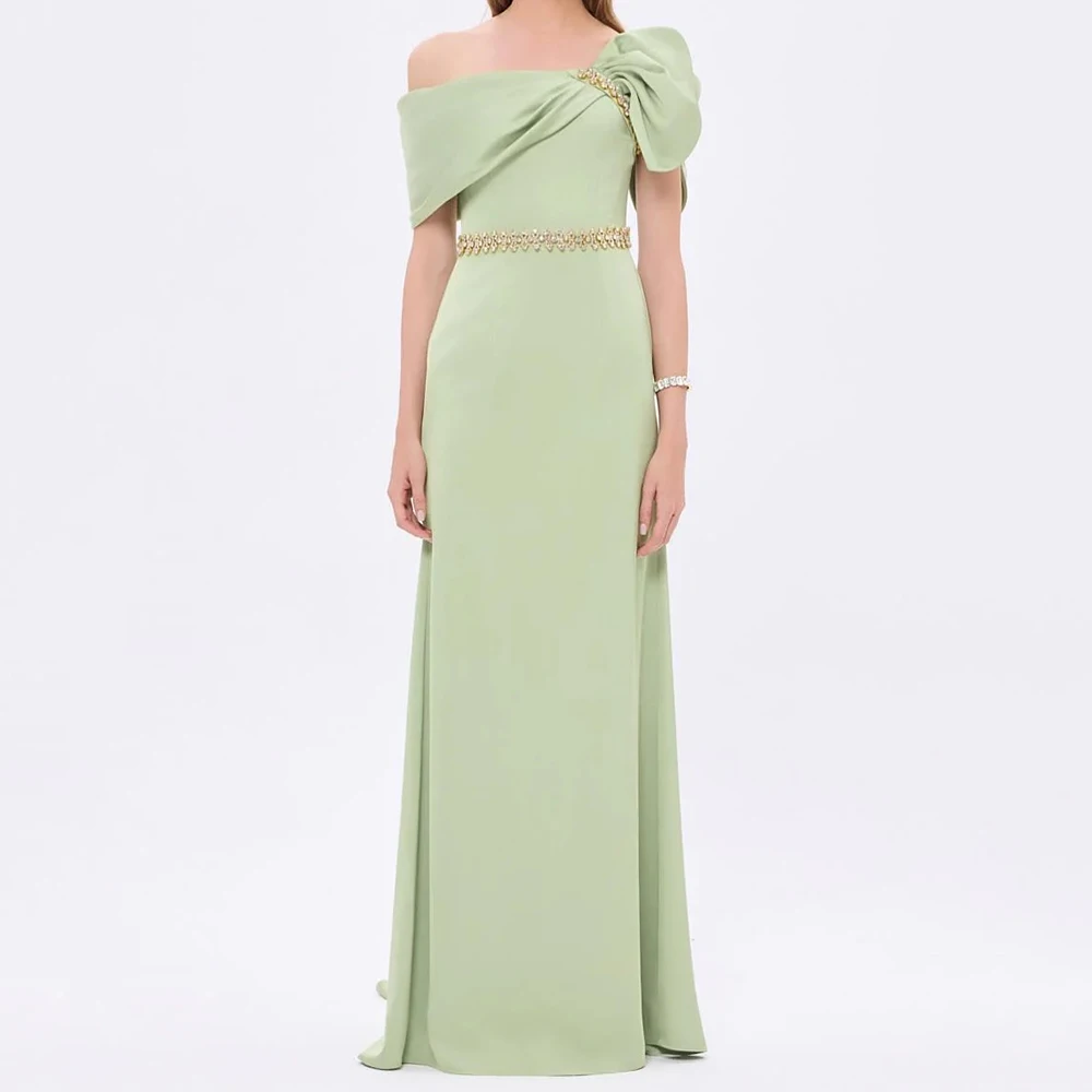 Customized Mermaid Evening Dresses Floor-length Off The Shoulder Sleeveless Prom Gown Fashion Crystal Simple Draped Party Gown
Customized Mermaid Evening Dresses Floor-length Off The Shoulder Sleeveless Prom Gown Fashion Crystal Simple Draped Party Gown