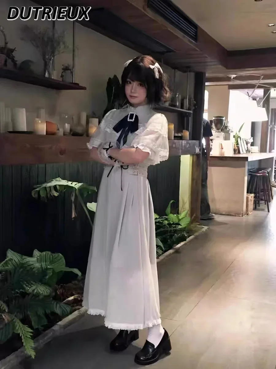 Japanese Rojita Short Sleeve Waist-Controlled Maxi Dress Sweet Women's Cloak Mesh Big Bow Lace Elegant Stitching Long Dresses
Japanese Rojita Short Sleeve Waist-Controlled Maxi Dress Sweet Women's Cloak Mesh Big Bow Lace Elegant Stitching Long Dresses