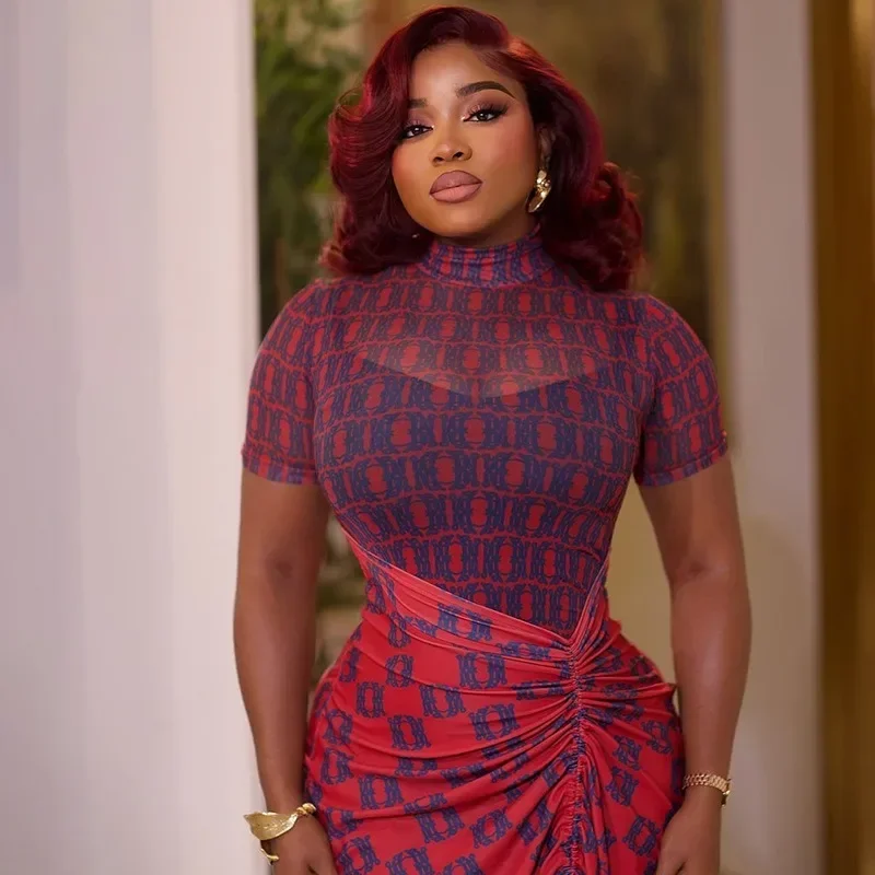 Women's Gauze Spliced Turtleneck Short Sleeve Pleated Waistband Irregular Long Dress, Hips Wrapped
Women's Gauze Spliced Turtleneck Short Sleeve Pleated Waistband Irregular Long Dress, Hips Wrapped