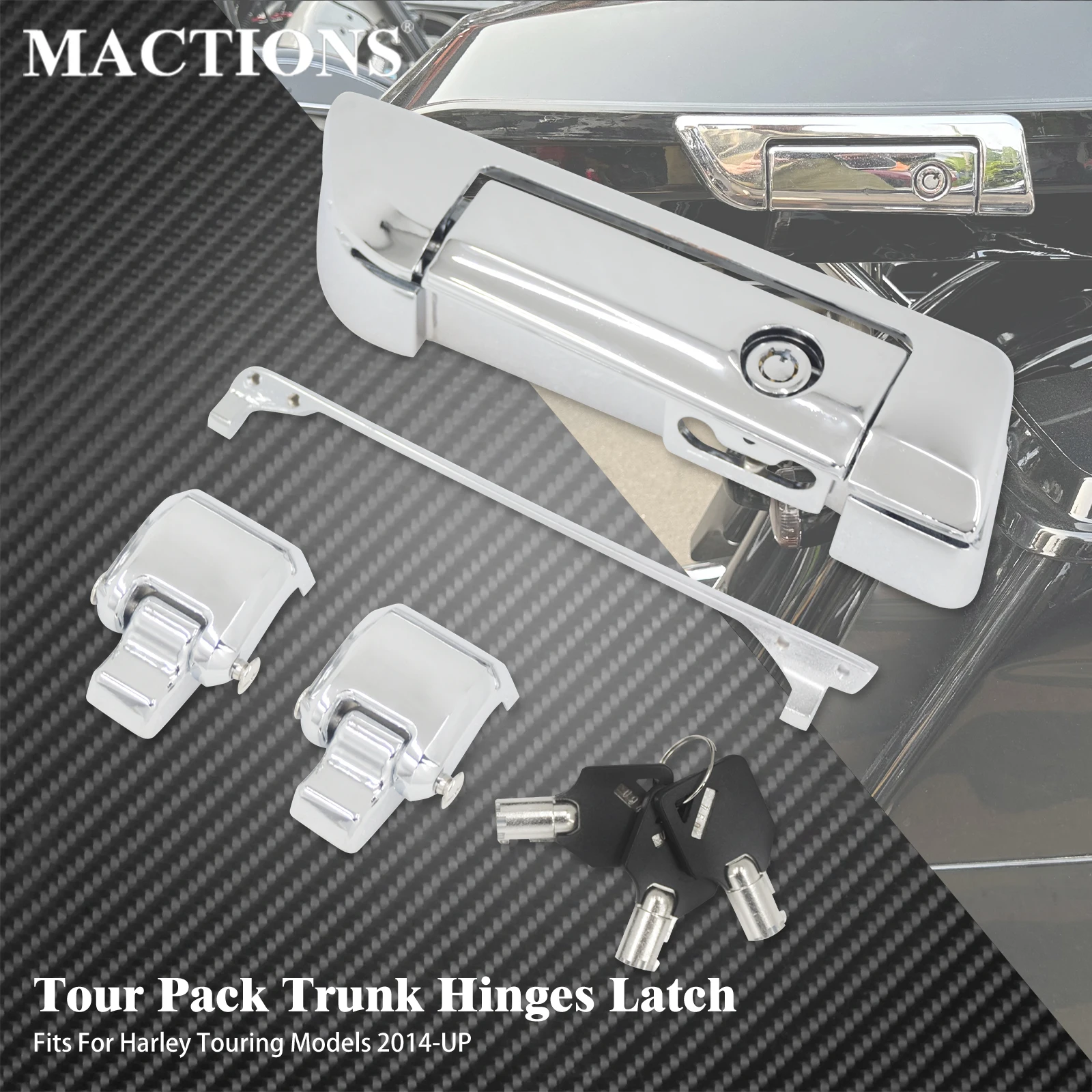 MACTIONS Chrome Tour Pack Trunk Latch Hinges Lock Key Set For Harley Touring Road king Street Glide Razor King Ultra 2014-2024
MACTIONS Chrome Tour Pack Trunk Latch Hinges Lock Key Set For Harley Touring Road king Street Glide Razor King Ultra 2014-2024