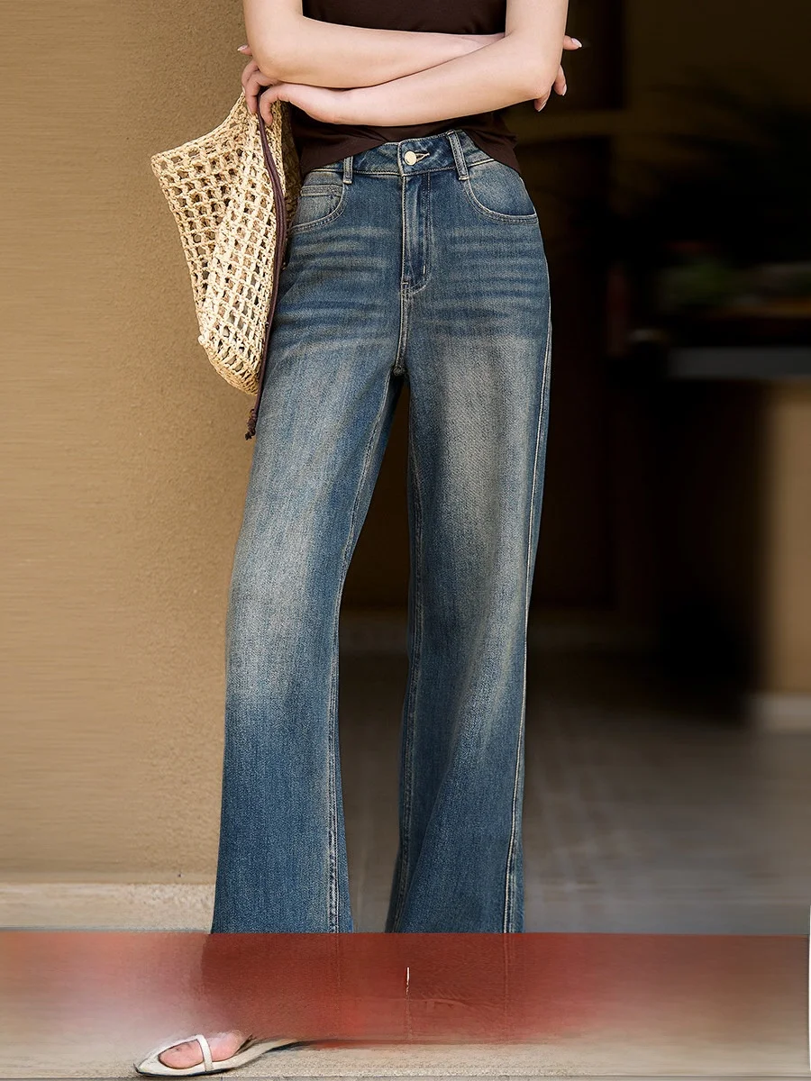 Xhange Vintage Denim Wide Leg Jeans Women's Casual High Waist Straight Cut Spring Fashion Skinnifying Long Legging Pants
Xhange Vintage Denim Wide Leg Jeans Women's Casual High Waist Straight Cut Spring Fashion Skinnifying Long Legging Pants