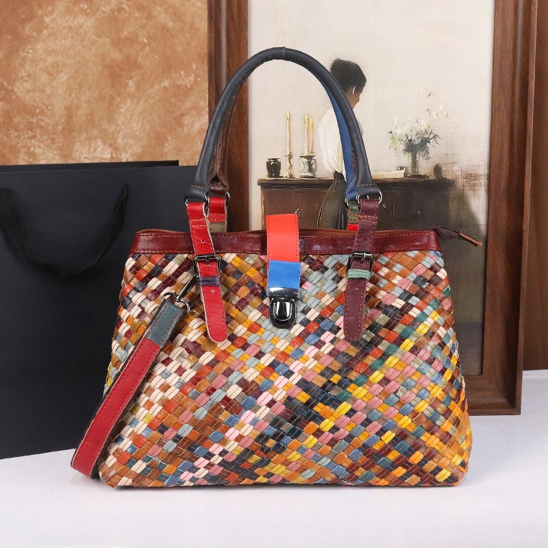 Luxury Designer Tote Bag Cowhide Handbag Large Capacity First Layer Leather Messenger Bags Genuine Leather Knitted Women's Bag 
Luxury Designer Tote Bag Cowhide Handbag Large Capacity First Layer Leather Messenger Bags Genuine Leather Knitted Women's Bag