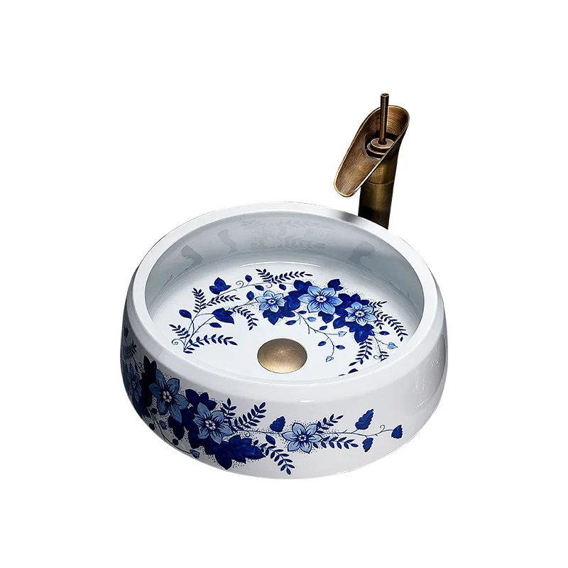 Hand painted blue and white Chinese counter basin ceramic wash basin bathroom household small basin
Hand painted blue and white Chinese counter basin ceramic wash basin bathroom household small basin