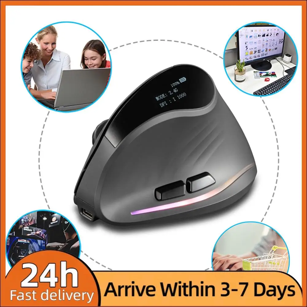 Vertical Wireless Mouse Rechargeable Ergonomic Mouse Tri-Mode BT+2.4GHz+Wired Adjustable DPI 7 Buttons for PC Laptop Windows
Vertical Wireless Mouse Rechargeable Ergonomic Mouse Tri-Mode BT+2.4GHz+Wired Adjustable DPI 7 Buttons for PC Laptop Windows