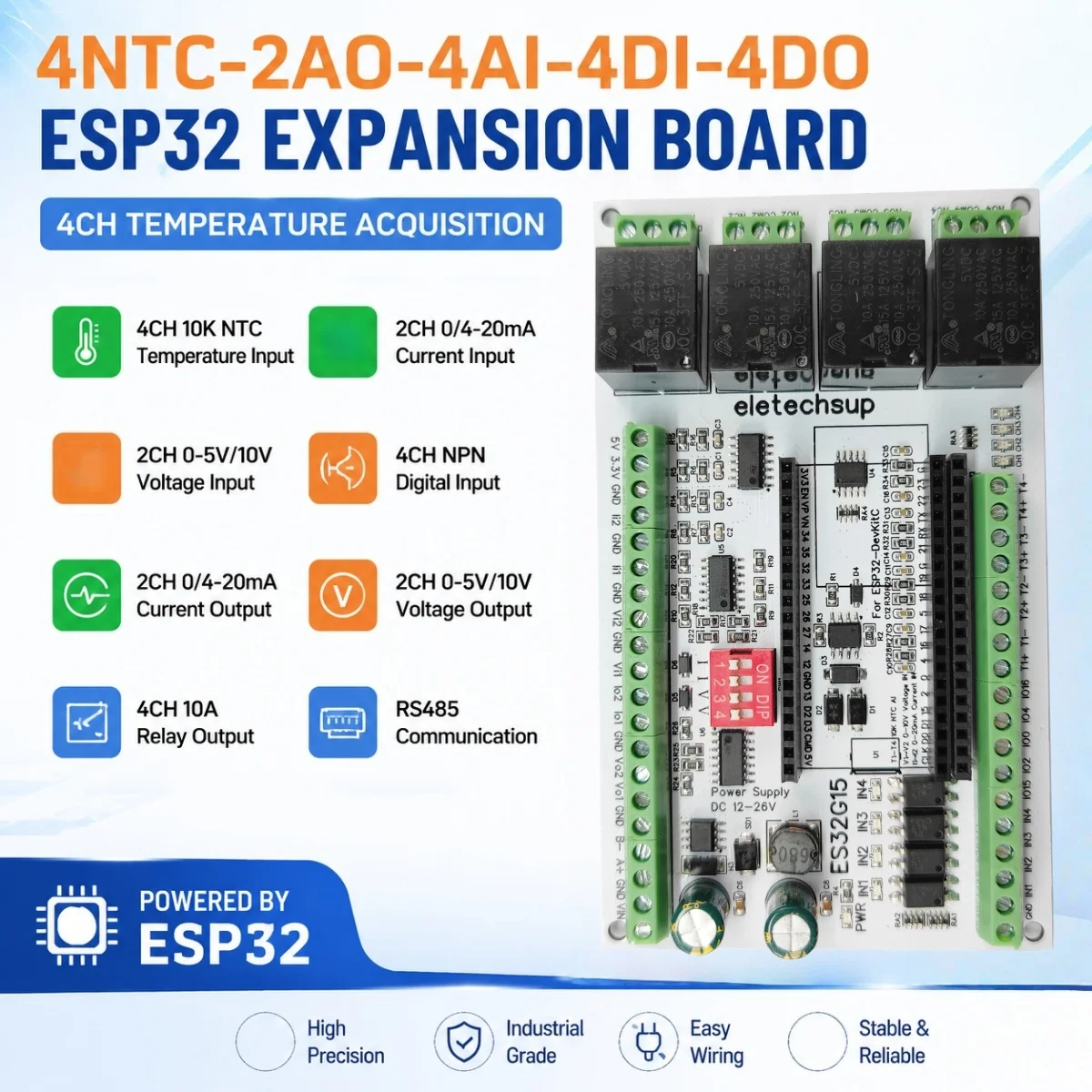 2.4G WIFI RS485 Ethernet Network ADC DAC Development Board Base On ESP32-DevKitC MQTT IOT Remote Control Switch
2.4G WIFI RS485 Ethernet Network ADC DAC Development Board Base On ESP32-DevKitC MQTT IOT Remote Control Switch