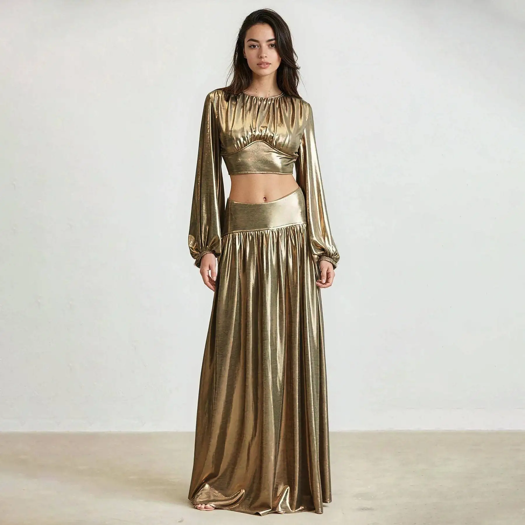 Sexy Waist-Cinching Lantern Sleeve Midi Skirt Set round Neck Long Sleeve Street Style Fashion Three-Piece Women's Ensemble
Sexy Waist-Cinching Lantern Sleeve Midi Skirt Set round Neck Long Sleeve Street Style Fashion Three-Piece Women's Ensemble