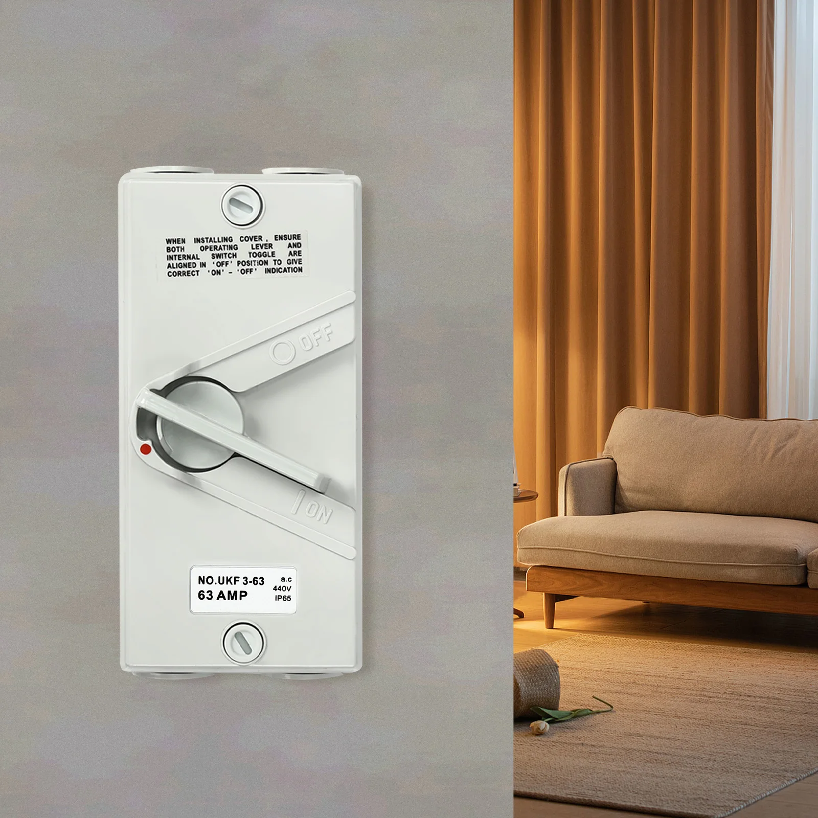 3 Pole Safety Isolation Switch 63A 440V IP65 Waterproof, Wall Mounted Disconnect Switch for Circuit Maintenance Safety
3 Pole Safety Isolation Switch 63A 440V IP65 Waterproof, Wall Mounted Disconnect Switch for Circuit Maintenance Safety