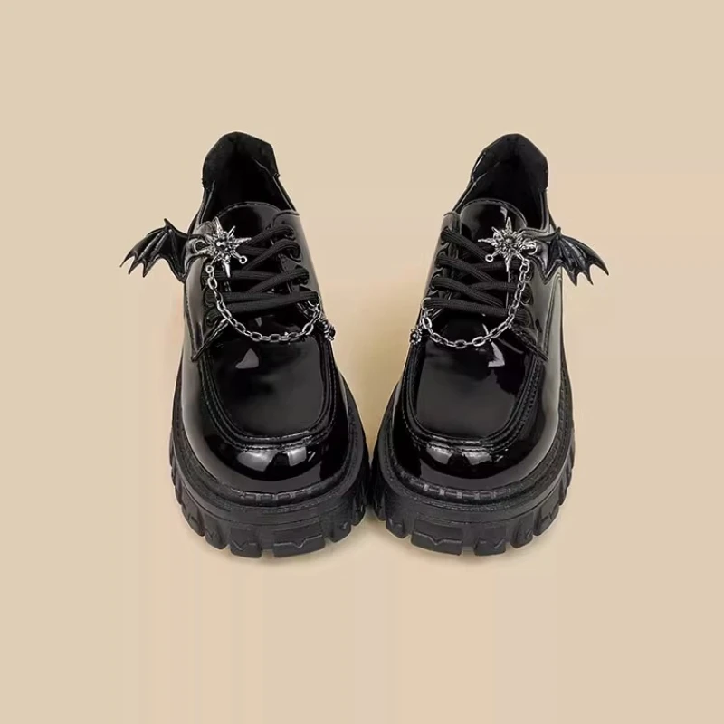 Dophee Demon Wings Preppy Style Black Mary Jane Shoes Japan Style JK Leather Shoes Round Toe Gothic Women Lolita Platform Shoes
Dophee Demon Wings Preppy Style Black Mary Jane Shoes Japan Style JK Leather Shoes Round Toe Gothic Women Lolita Platform Shoes