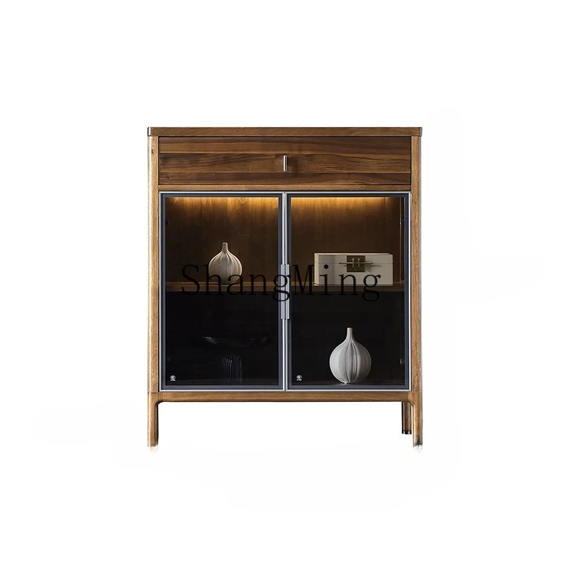 FG modern new Chinese style all solid wood glass light with side cabinet black walnut rock slab rack
FG modern new Chinese style all solid wood glass light with side cabinet black walnut rock slab rack