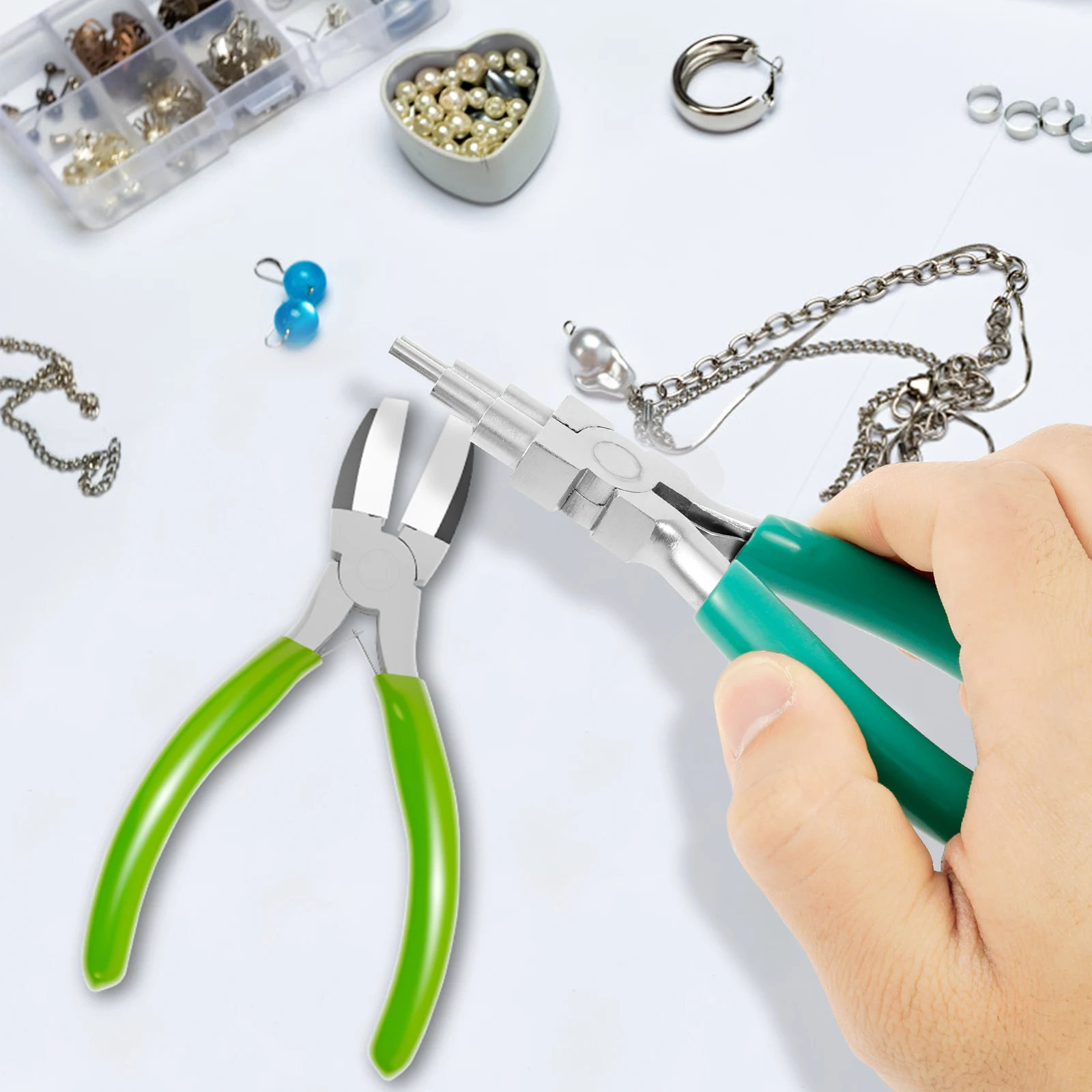 2Pcs Jewelry Making Tool Carbon Steel Bail Making Pliers Fine Grip Jewelry Pliers with Ergonomic Handle Anti Scratch for DIY
2Pcs Jewelry Making Tool Carbon Steel Bail Making Pliers Fine Grip Jewelry Pliers with Ergonomic Handle Anti Scratch for DIY