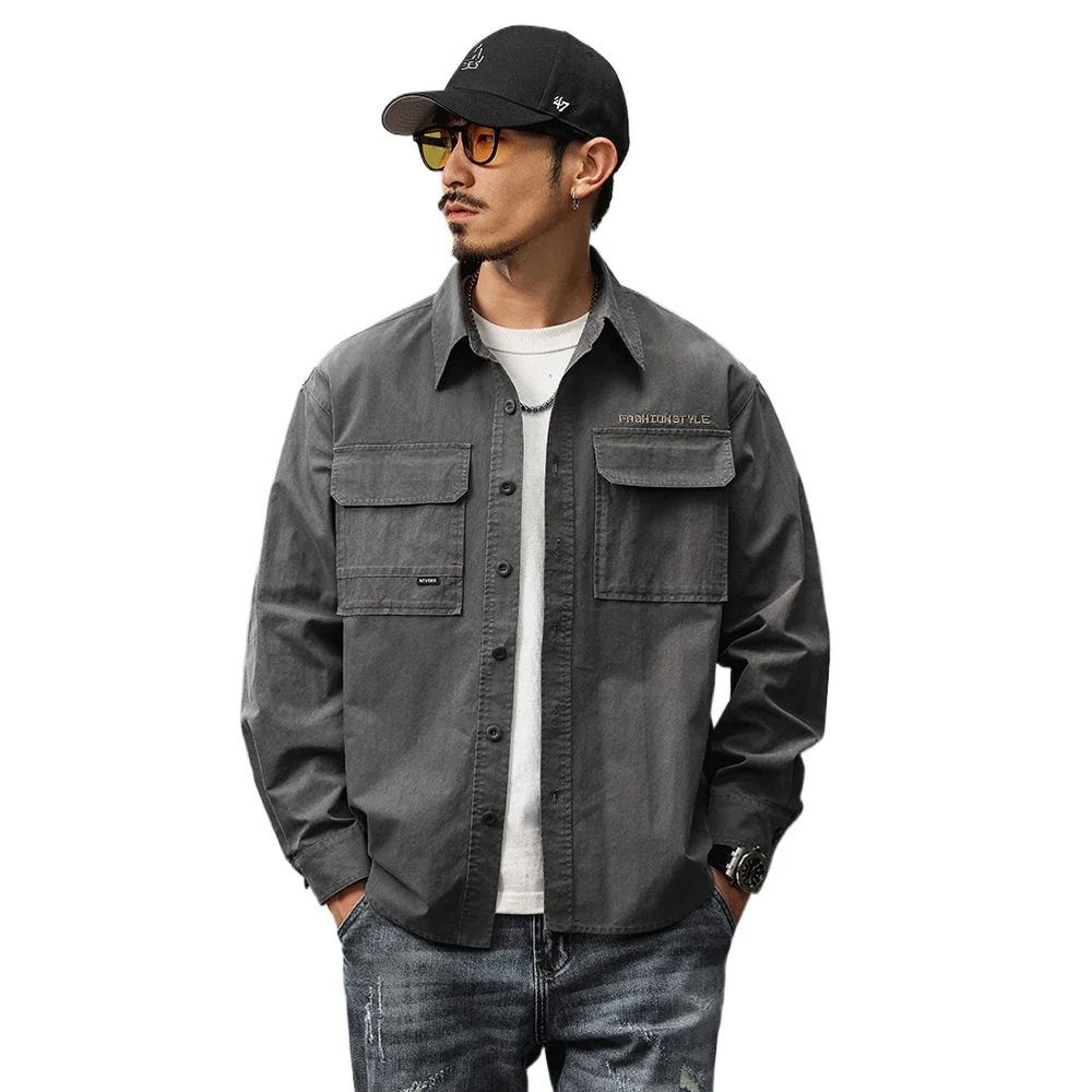2025 Spring Autumn Techwear Pure Cotton Shirt Men Streetwear Fashion Loose Casual Long Sleeve Vintage Cargo Shirts Blouses
2025 Spring Autumn Techwear Pure Cotton Shirt Men Streetwear Fashion Loose Casual Long Sleeve Vintage Cargo Shirts Blouses