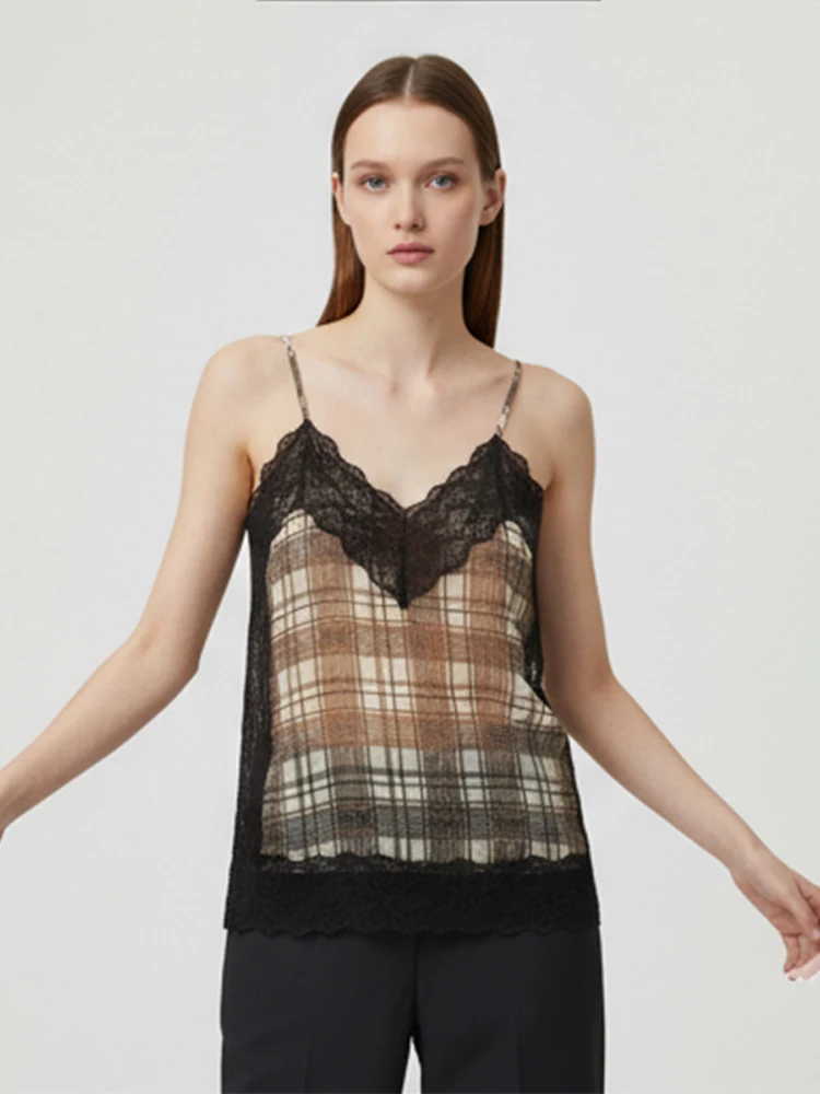Womens Casaul Plaid Lace Patchwork Slip Vest Chic Sleeveless V-neck Backless Loose Cropped Top 2026 Lady Daily Outing Blouse
Womens Casaul Plaid Lace Patchwork Slip Vest Chic Sleeveless V-neck Backless Loose Cropped Top 2026 Lady Daily Outing Blouse