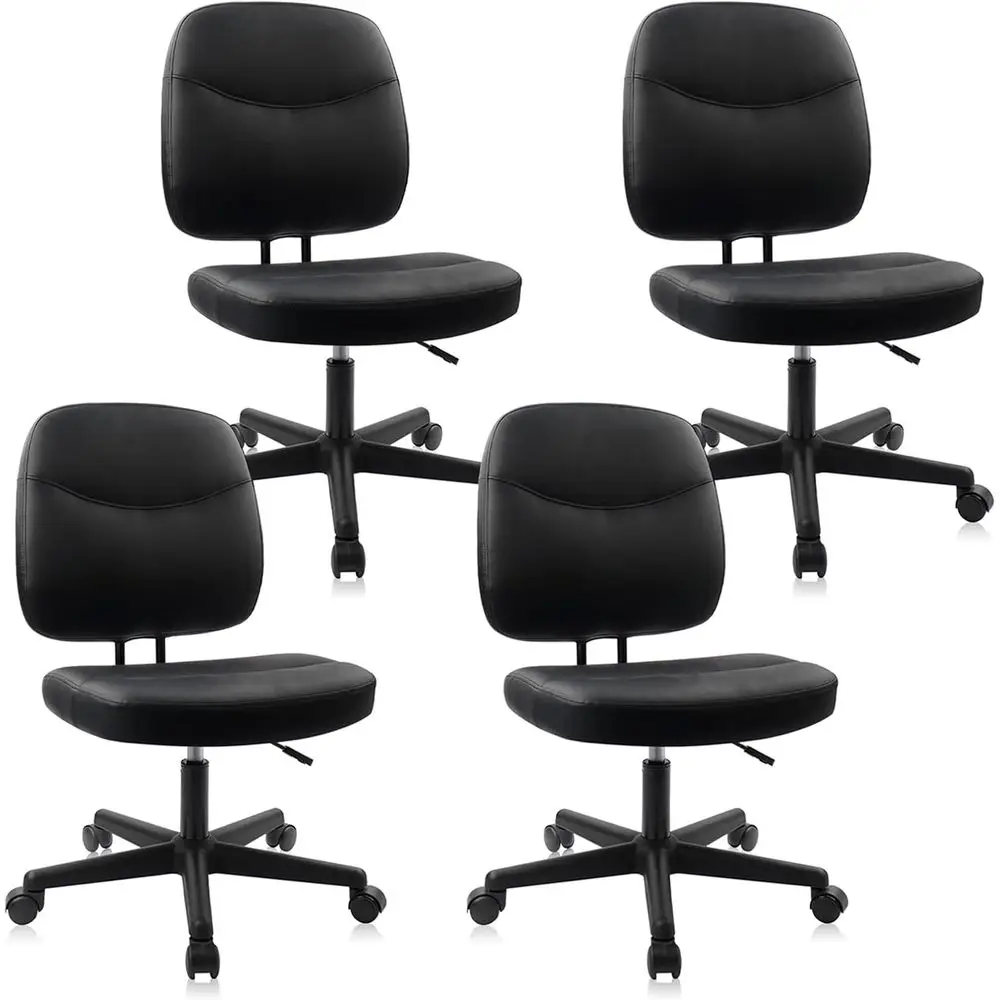 Комплект из 4 эргономичных вращающихся офисных стульев из искусственной кожи с низкой спинкой, поясничной поддержкой и регулируемой высотой, черный
Комплект из 4 эргономичных вращающихся офисных стульев из искусственной кожи с низкой спинкой, поясничной поддержкой и регулируемой высотой, черный