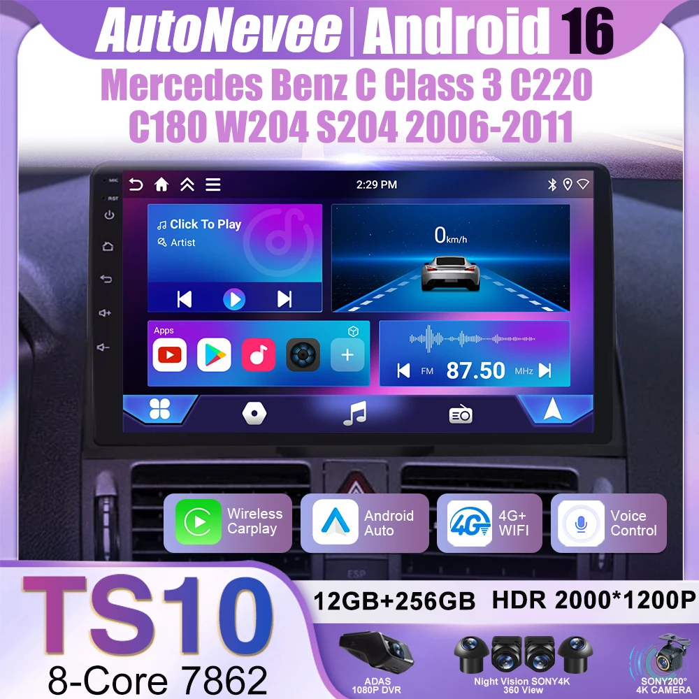 Android 16 For Mercedes Benz C Class 3 C220 C180 W204 S204 2006-2011 Car Auto Carplay Radio Stereo Receiver Multimedia Screen
Android 16 For Mercedes Benz C Class 3 C220 C180 W204 S204 2006-2011 Car Auto Carplay Radio Stereo Receiver Multimedia Screen