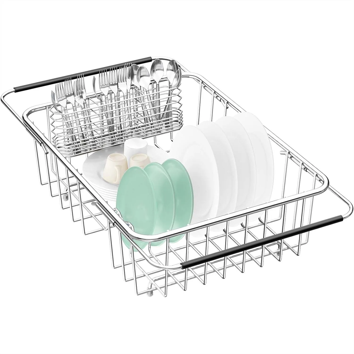 Large Dish Drainer Rack In Sink Adjustable Expandable 304 Stainless Steel Dish Drying Rack With Utensil Holder For Kitchen Counter Over Inside Sink Rustproof
Large Dish Drainer Rack In Sink Adjustable Expandable 304 Stainless Steel Dish Drying Rack With Utensil Holder For Kitchen Counter Over Inside Sink Rustproof