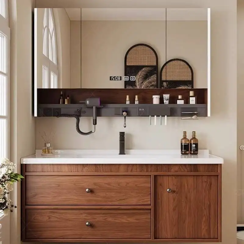Vintage Walnut Bathroom Cabinet Wooden European Luxury Mirror Bathroom Cabinet Storage Vanity Wall Mobile Da Bagno Furniture
Vintage Walnut Bathroom Cabinet Wooden European Luxury Mirror Bathroom Cabinet Storage Vanity Wall Mobile Da Bagno Furniture
