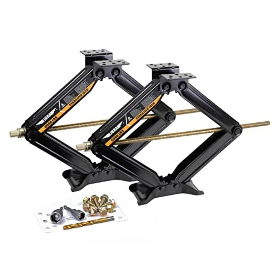 24 6K lbs RV Trailer Camper Stabilizer Leveling Scissor Jacks w/Dual Power Drill Sockets Mounting Hardware Set - Set of 2
24 6K lbs RV Trailer Camper Stabilizer Leveling Scissor Jacks w/Dual Power Drill Sockets Mounting Hardware Set - Set of 2