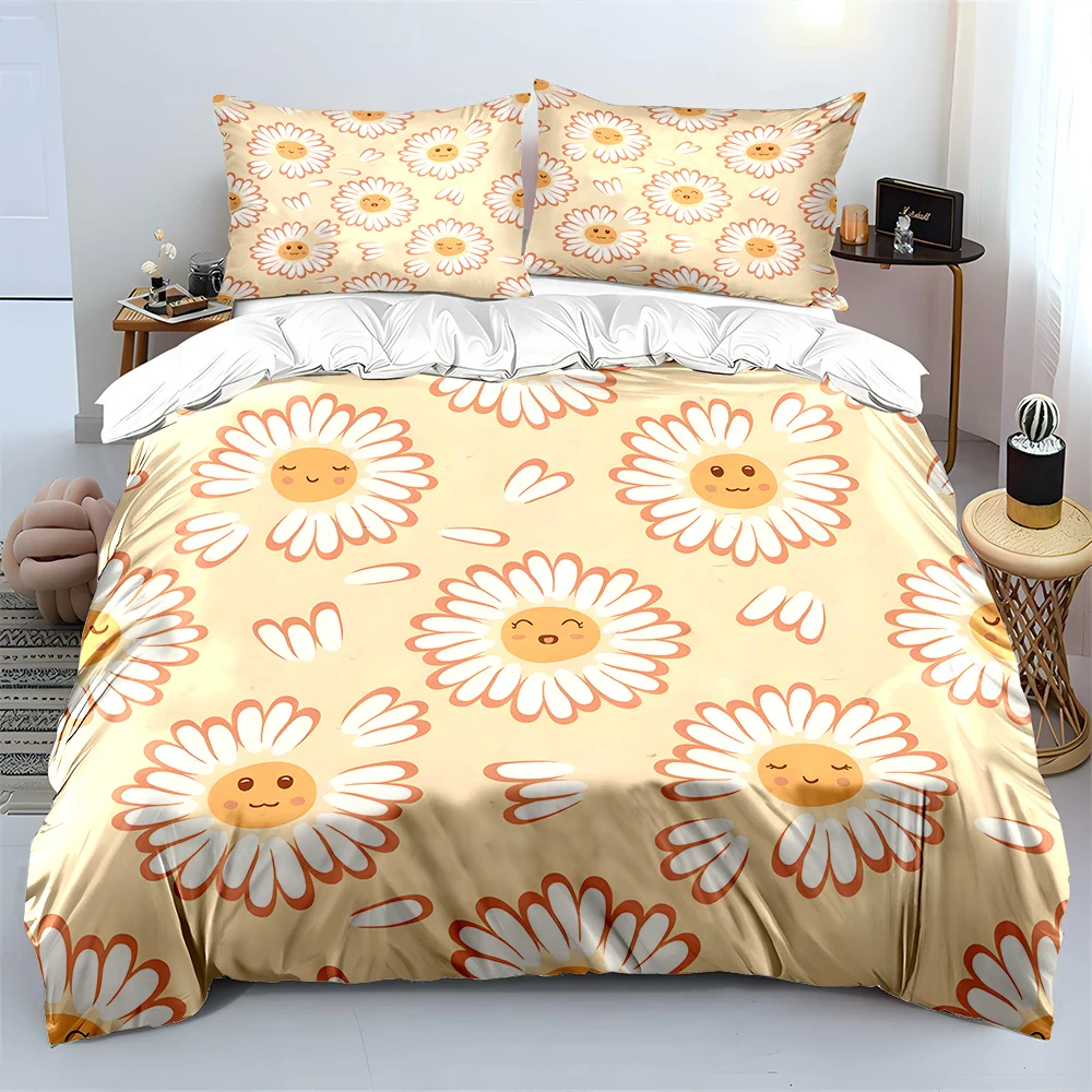 3pcs Cute smiling flower pattern Print Bedding Set 1 Duvet Cover 2 Pillowcases for Adult and Children Luxury Gift Full Size
3pcs Cute smiling flower pattern Print Bedding Set 1 Duvet Cover 2 Pillowcases for Adult and Children Luxury Gift Full Size