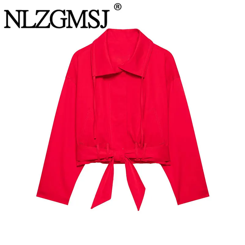 Nlzgmsj 2026 Red Lapel Drawstring Belt Cropped Jacket Women Long Sleeve Casual Streetwear Fashion Short Coat
Nlzgmsj 2026 Red Lapel Drawstring Belt Cropped Jacket Women Long Sleeve Casual Streetwear Fashion Short Coat