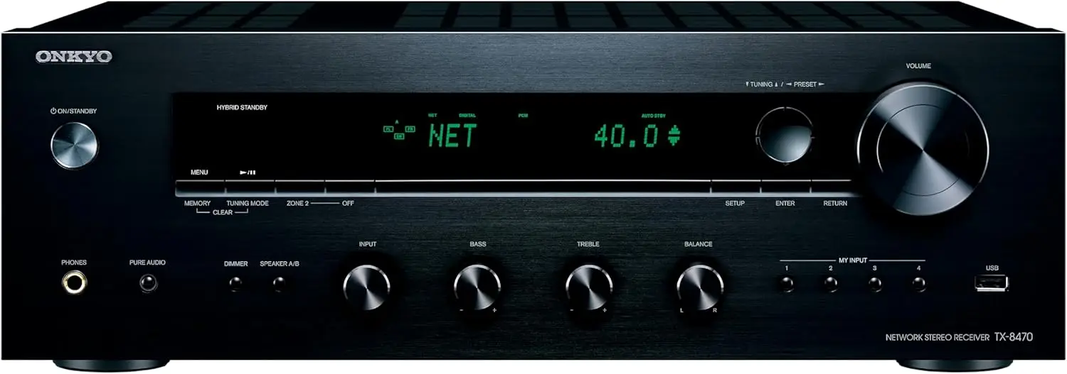 Onkyo TX-8470 2 Channel Stereo Receiver with Wi-Fi, Bluetooth, Hi-Res Audio and Roon Ready
Onkyo TX-8470 2 Channel Stereo Receiver with Wi-Fi, Bluetooth, Hi-Res Audio and Roon Ready