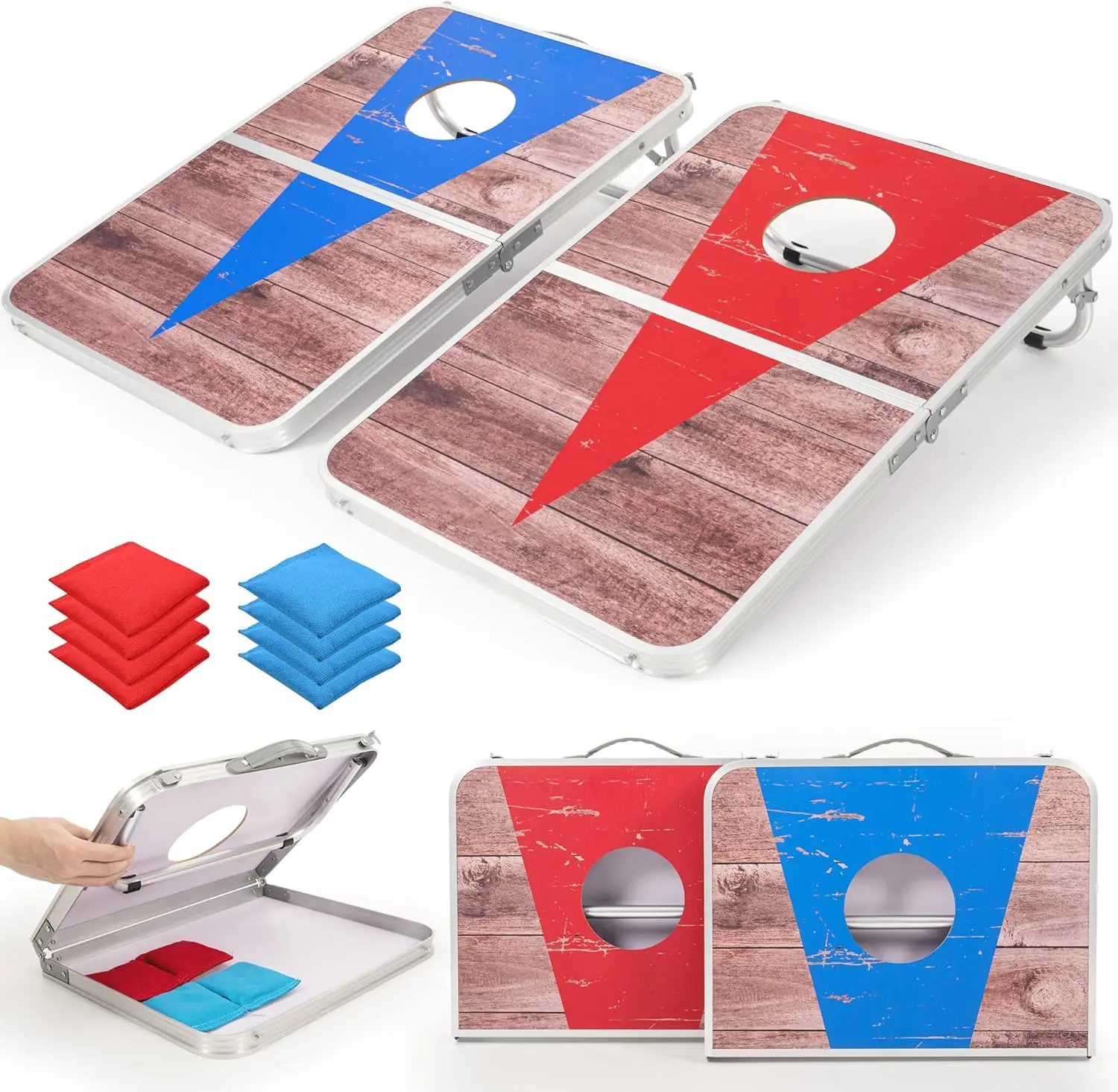 Portable Cornhole Board Set with 8 Bean Bags, Lightweight Aluminum Alloy Edging for Outdoor Games, Beach and Tailgates
Portable Cornhole Board Set with 8 Bean Bags, Lightweight Aluminum Alloy Edging for Outdoor Games, Beach and Tailgates