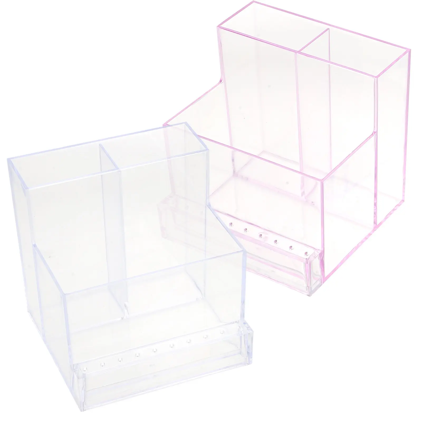 2Pcs Stylish Transparent Acrylic Nail Tool Organizer with Pink-Purple Accents for Nail Drill Bits Brushes Files Electric
2Pcs Stylish Transparent Acrylic Nail Tool Organizer with Pink-Purple Accents for Nail Drill Bits Brushes Files Electric