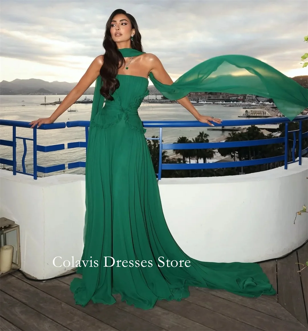 2025 Strapless Customized Green Prom Dresses Evening Dress A-Line Chiffon Floor Length Women Evening Gowns Formal Party Dress
2025 Strapless Customized Green Prom Dresses Evening Dress A-Line Chiffon Floor Length Women Evening Gowns Formal Party Dress