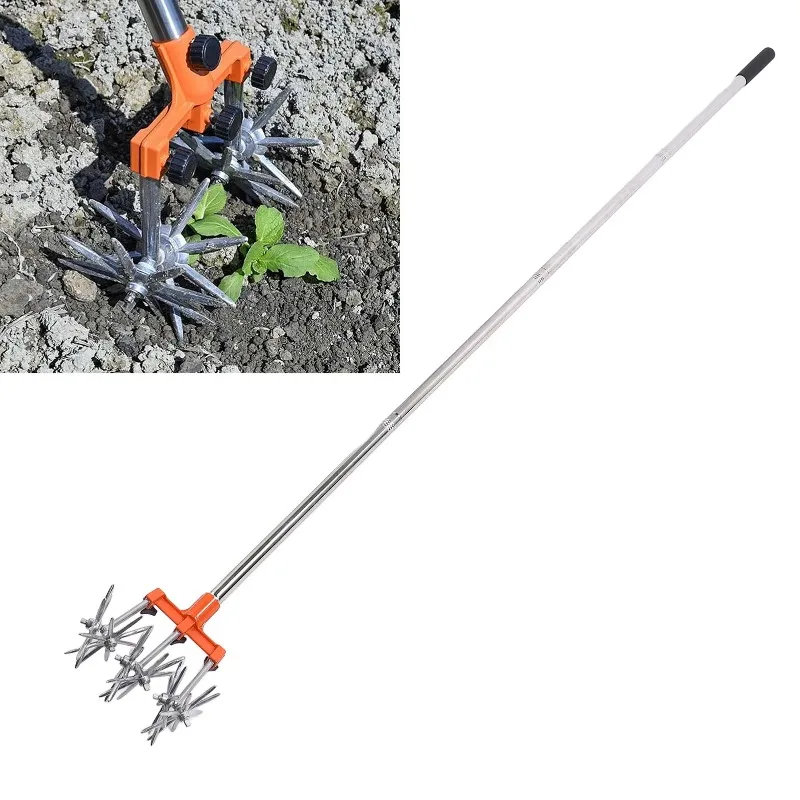 Manual Rotary Cultivator Tool Stainless Steel Teeth Adjustable Handle Garden Hand Tiller for Lawn Garden Tool
Manual Rotary Cultivator Tool Stainless Steel Teeth Adjustable Handle Garden Hand Tiller for Lawn Garden Tool