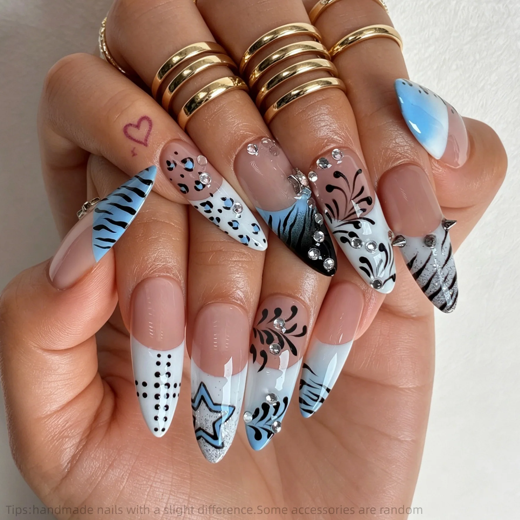 10Pcs Handmade y2k Press on Nails French Blue Leopard Star Rhinestone Long False Nails Sweet Style Wearable Reusable Fake Nails
10Pcs Handmade y2k Press on Nails French Blue Leopard Star Rhinestone Long False Nails Sweet Style Wearable Reusable Fake Nails