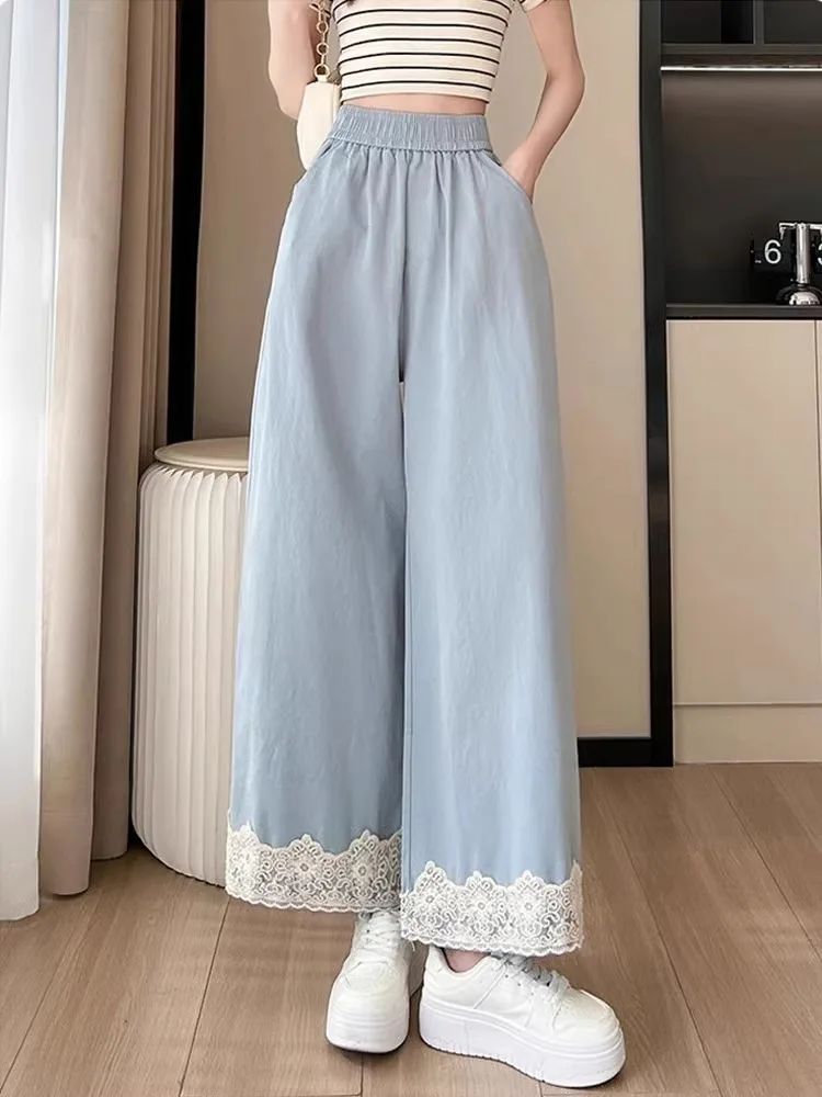 Lace Trim Loose Wide Leg Pants Women Summer Thin High Waist Drapey Casual Straight Leg Trousers Nine Points High Waist
Lace Trim Loose Wide Leg Pants Women Summer Thin High Waist Drapey Casual Straight Leg Trousers Nine Points High Waist