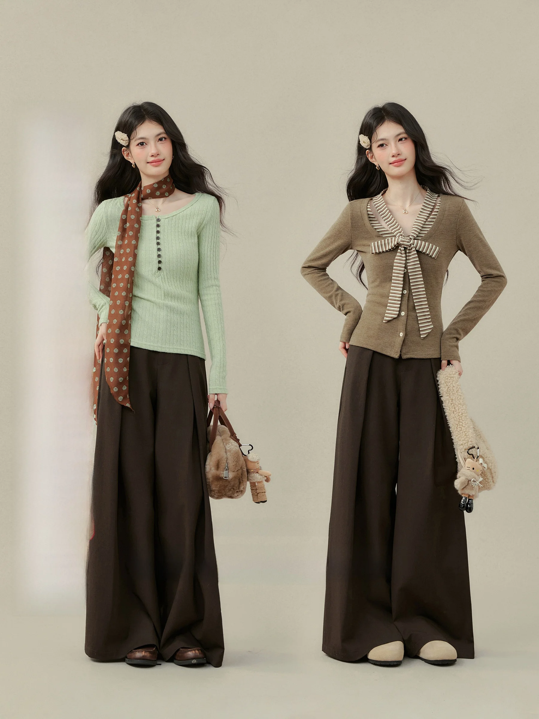 Женские комфортные брюки свободного кроя с широкими штанинами и высокой талией цвета кофе, больших размеров, для осени и зимы, от Ou Yang Xi
Женские комфортные брюки свободного кроя с широкими штанинами и высокой талией цвета кофе, больших размеров, для осени и зимы, от Ou Yang Xi